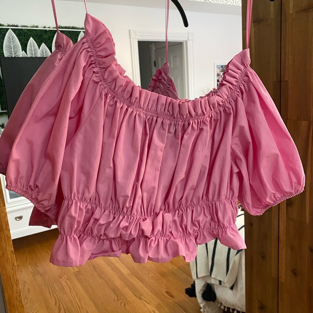 Zara Pink Off the Shoulder Cropped Top Size S - Never Worn
